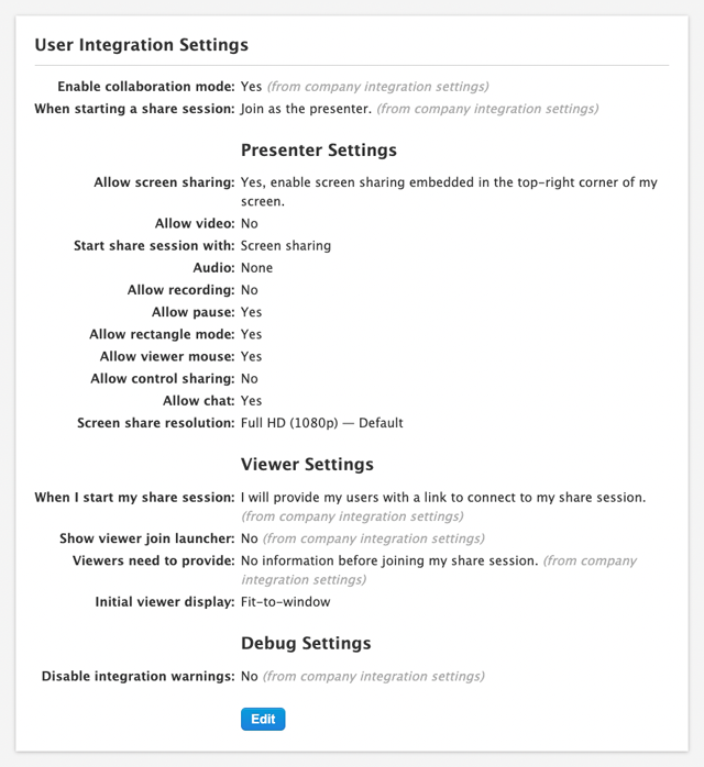 Integration Settings